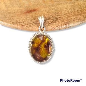 Resin Oval Pendant In Sterling Silver